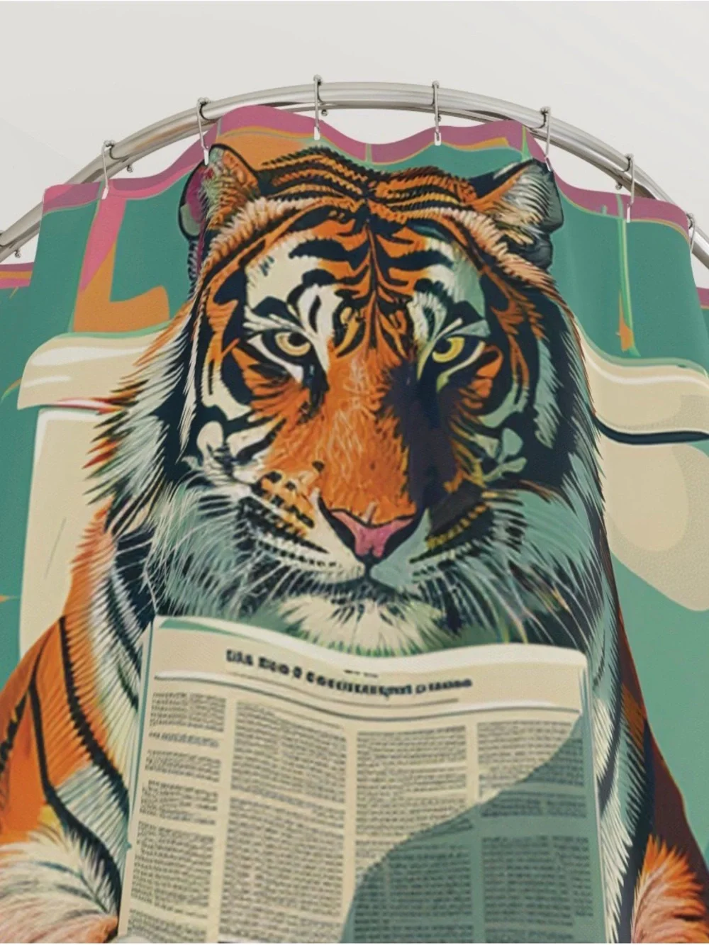 Tiger Print Shower Curtain in Green